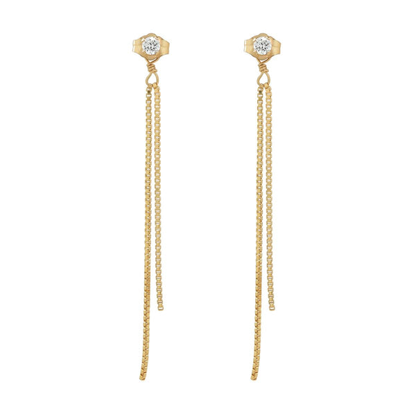 Box Chain CZ Studs - Small - Earrings - Ofina
