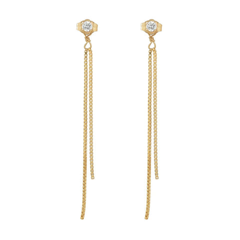 Box Chain CZ Studs - Small - Earrings - Ofina