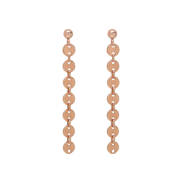Tiny Disc Drop Earrings - Rose Gold - Earrings - Ofina