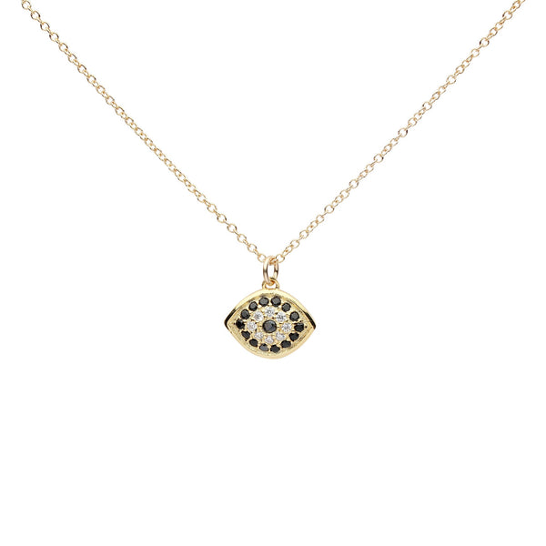 CZ Black Evil Eye Necklace - Gold - Necklaces - Ofina