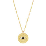 Black CZ Coin Lash Necklace - Gold - Necklaces - Ofina