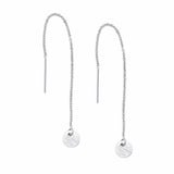 Geometric Ear Threaders (more shapes) - Brushed Disc / Silver - Earrings - Ofina