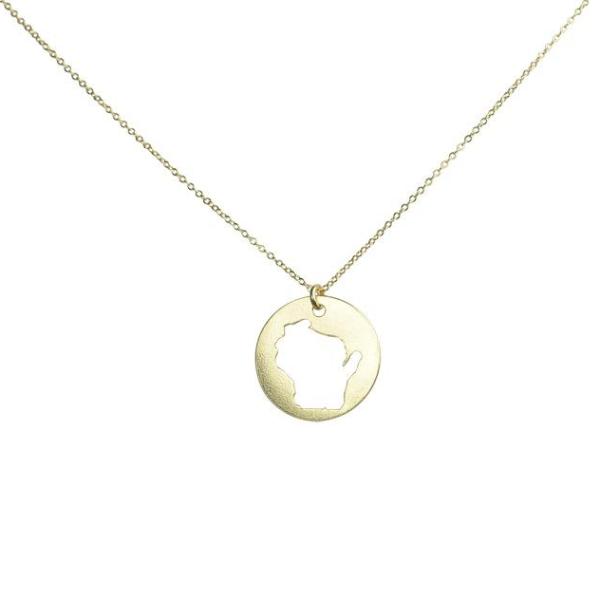 SALE - State Outline Necklace - Gold / WI - Necklaces - Ofina
