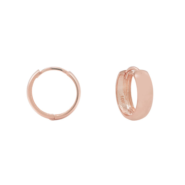 10k Solid Gold Thick Huggies - Rose Gold / Small - Earrings - Ofina