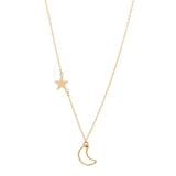 Moon Outline & Star Necklace - - Necklaces - Ofina
