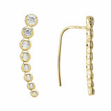 SALE - 24mm Graduated CZ Circles Ear Crawler - Gold / Right - Earrings - Ofina