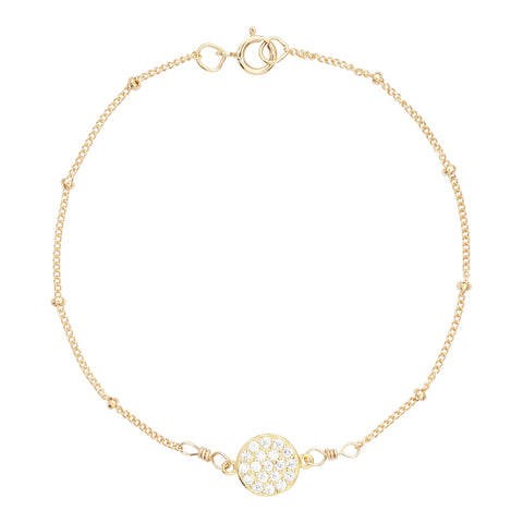 Multi-CZ Round Ball Chain Bracelet - Gold - Bracelets - Ofina
