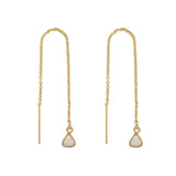 Bezel Stone Ear Threaders (more stones) - Opal- Triangle / Gold - Earrings - Ofina