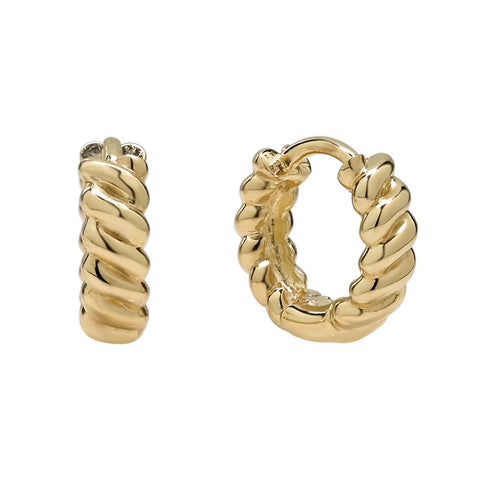 10k Solid Gold Croissant Huggies - - Earrings - Ofina