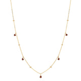 TINY GARNET STONE DROP BEADED NECKLACE - - Necklaces - Ofina