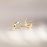 10k Solid Gold Crescent Horn Studs - - Earrings - Ofina