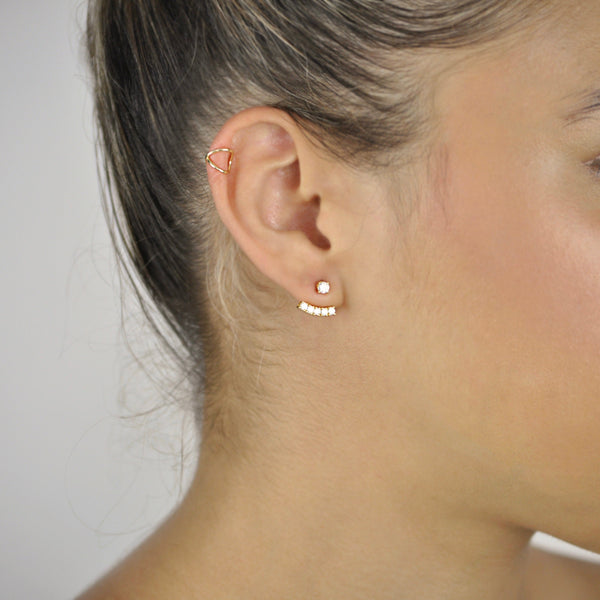 Curved Multi-CZ Ear Jacket - - Earrings - Ofina