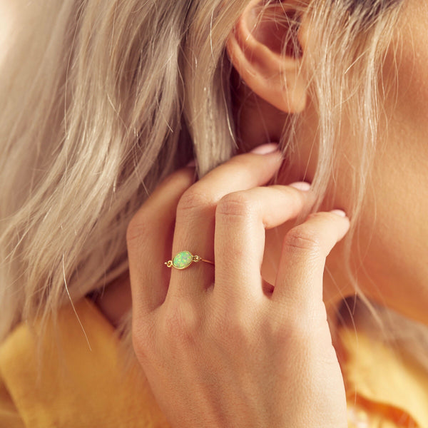 Oval Opal Ring - - Rings - Ofina