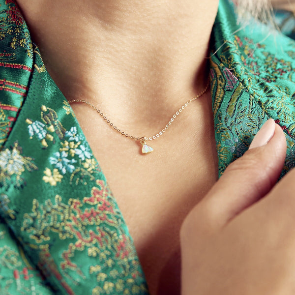 Triangle Opal Necklace - - Necklaces - Ofina