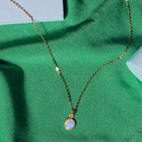 Circle Opal Necklace - - Necklaces - Ofina