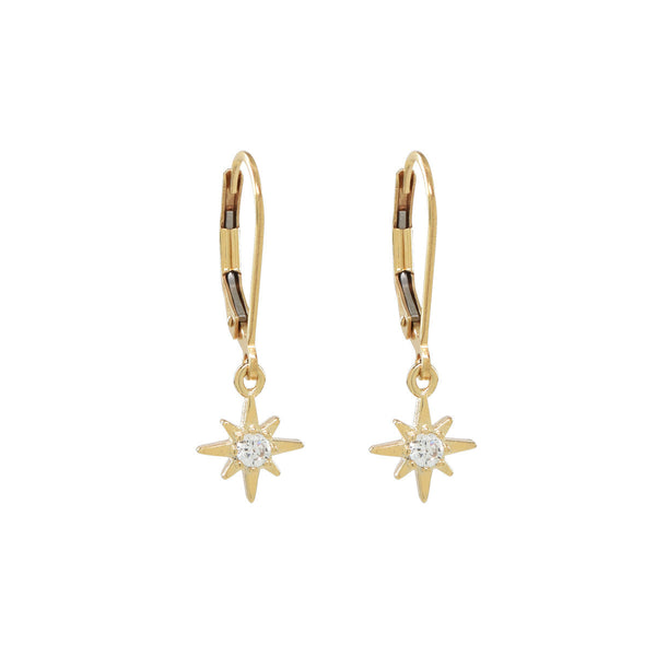 Black CZ Star Leverback Earrings - - Earrings - Ofina
