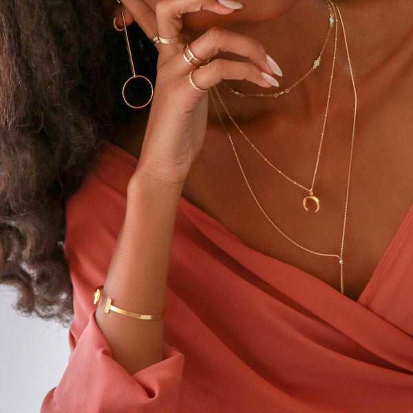 Open Double Bar Hinged Cuff - - Bracelets - Ofina
