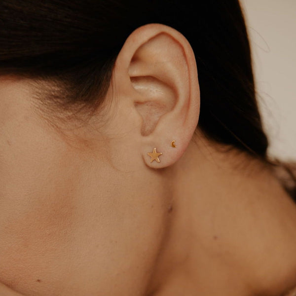 Moon & Star Studs - - Earrings - Ofina