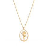 Birth Flower Necklace - June - Rose - Necklaces - Ofina