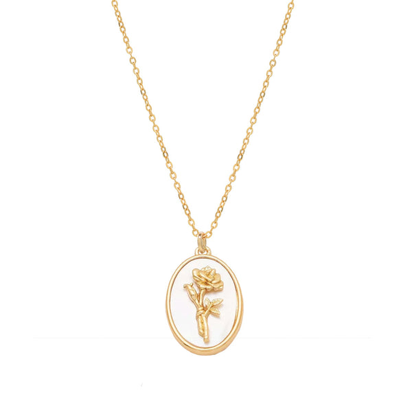 Birth Flower Necklace - June - Rose - Necklaces - Ofina