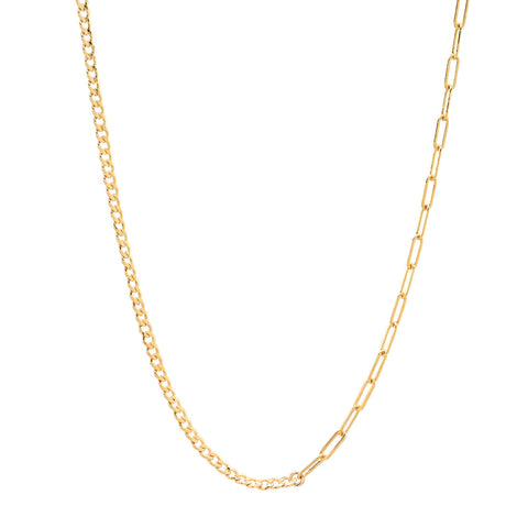 Split Curb & Oval Chain Necklace - - Necklaces - Ofina