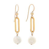 Oval Link Pearl Disc Drop Earrings - - Earrings - Ofina