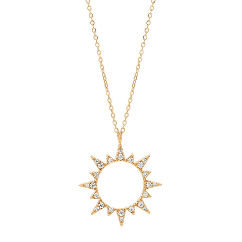 Cutout CZ Sun Necklace - - Necklaces - Ofina
