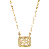 Square CZ Eye Necklace - - Necklaces - Ofina