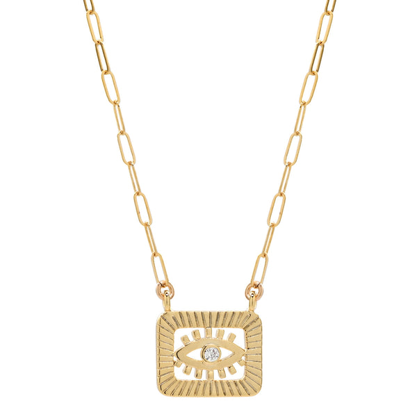 Square CZ Eye Necklace - - Necklaces - Ofina