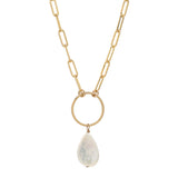 Pearl Teardrop Oval Link Necklace - - Necklaces - Ofina