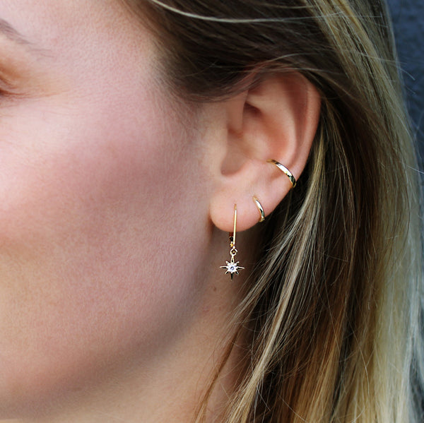 Leverback Moon/Star CZ Earrings - - Earrings - Ofina