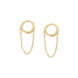 10k Solid Gold Huggie Dangle Chain - Small - Sold Individually / Yellow Gold - Earrings - Ofina