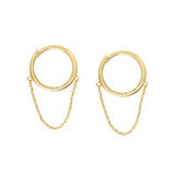 10k Solid Gold Huggie Dangle Chain - Large - Sold Individually / Yellow Gold - Earrings - Ofina