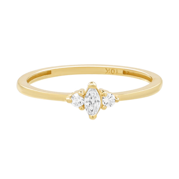 10k Solid Gold Tri-CZ Ring - - Rings - Ofina