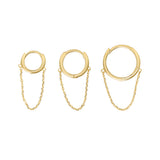 10k Solid Gold Huggie Dangle Chain - - Earrings - Ofina