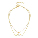 10k Solid Gold Double Chain CZ Cluster Bracelet - - Bracelets - Ofina