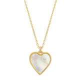 Heart & Tiny CZ Necklace - Mother of Pearl - Necklaces - Ofina
