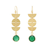 Half Moon Drop Green Onyx Stone Earrings - - Earrings - Ofina