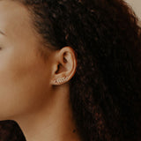 10K Solid Gold CZ Leaf Crawlers - - Earrings - Ofina