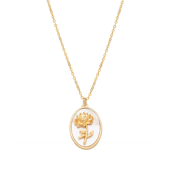 Birth Flower Necklace - November -Chrysanthemum - Necklaces - Ofina