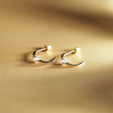 SALE - 10k Solid Gold Opal Prong Huggie Studs - - Earrings - Ofina