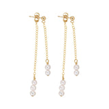 Pearl & Chain Drop Earrings - - Earrings - Ofina