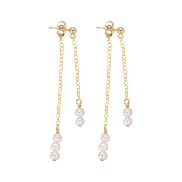 Pearl & Chain Drop Earrings - - Earrings - Ofina