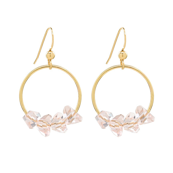 Pink Crystal Circle Earrings - - Earrings - Ofina