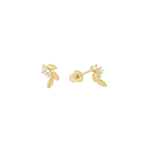 10k Solid Gold CZ Seedling Studs - - Earrings - Ofina