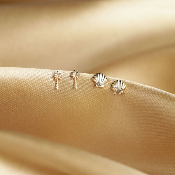 10k Solid Gold Seashell Studs - - Earrings - Ofina