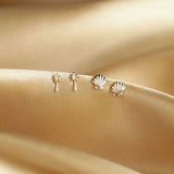 10k Solid Gold Palm Tree Studs - - Earrings - Ofina