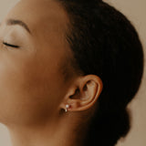 10k Solid Gold Pearl w/ Hanging CZ Studs - - Earrings - Ofina