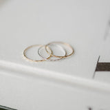 14k Solid Gold Matte Thin Hammered Ring - - Rings - Ofina