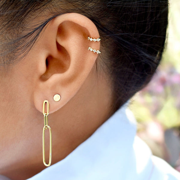 10k Solid Gold Prong CZ Huggie - - Earrings - Ofina